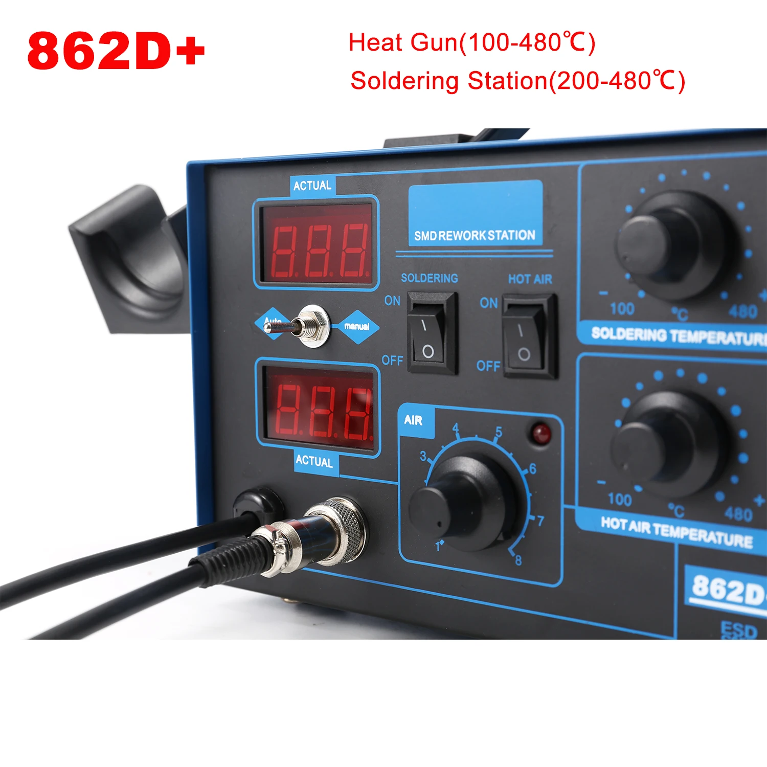 Stazione di saldatura 862D+ 2  - Smd Rework Station Hot Air Soldering 2 In 1 recensione e prezzo